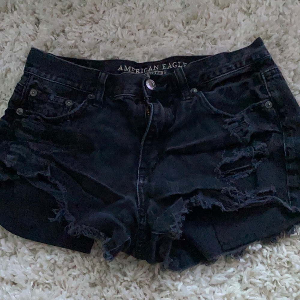 American eagle black denim shorts